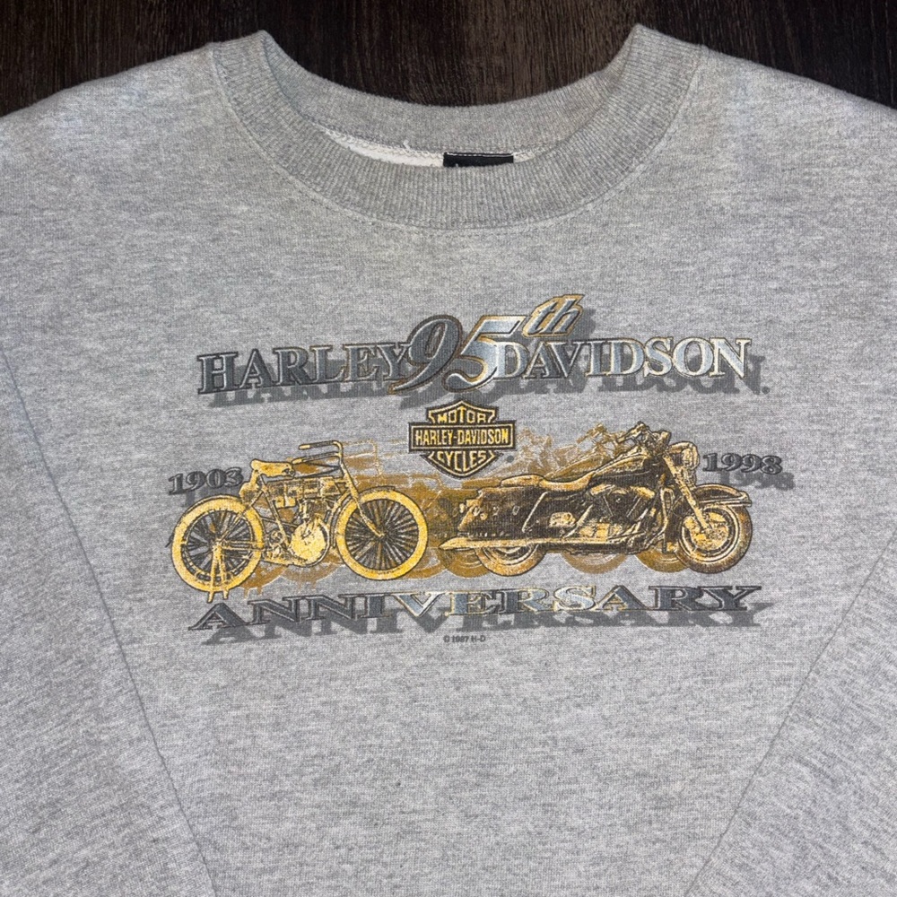 Vintage 1997 Harley Davidson 95th Anniversary Worth Kansas City Biker Crewneck - Picture 2 of 4